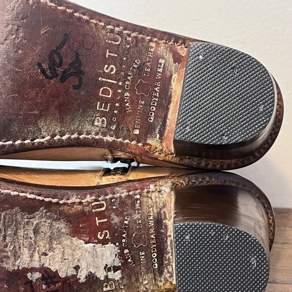 BED|STU Tan Leather Ankle Booties with Chunky Heel Womens size 8.5 - Picture 12 of 13